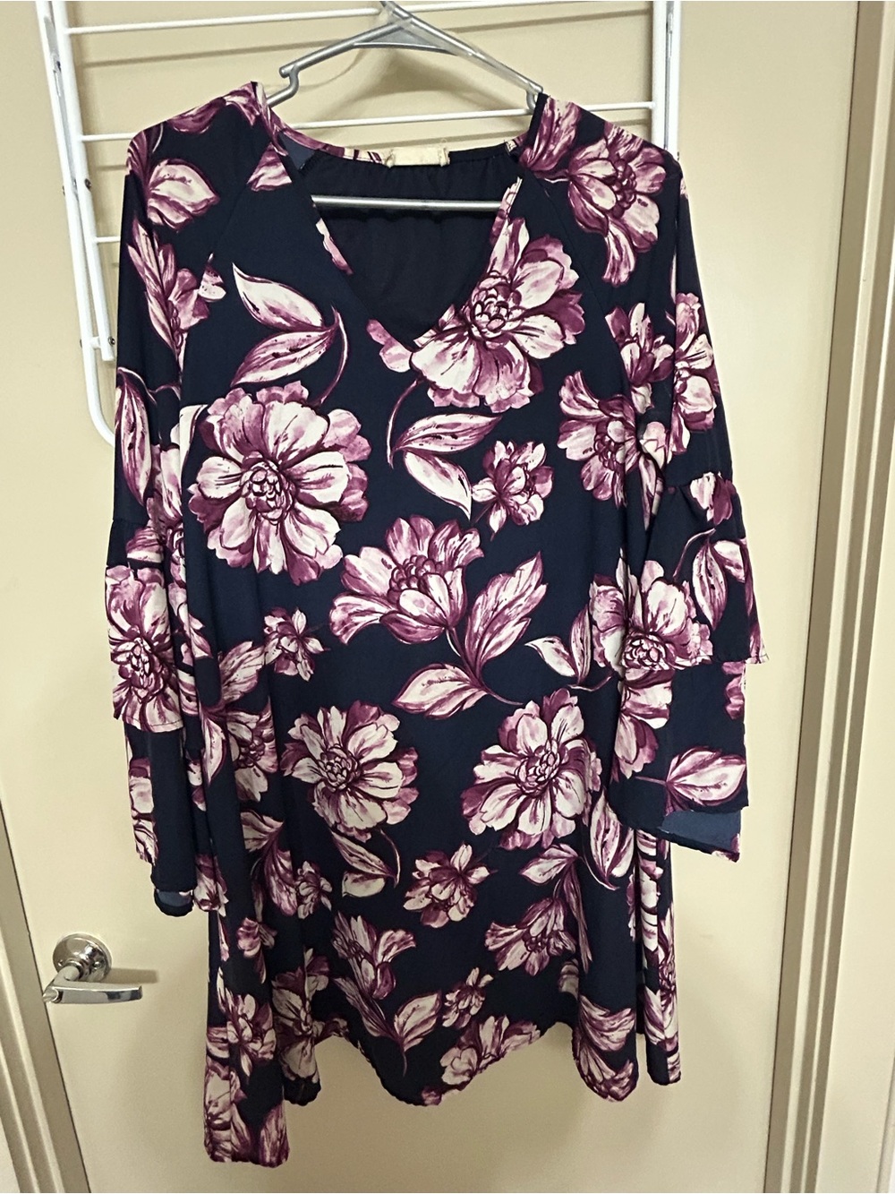 Altar'd State Navy Tunic with Purple Floral Print
